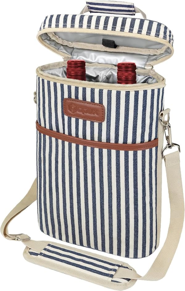 Insulated Wine Carrier Tote Bag for Picnic & Travel