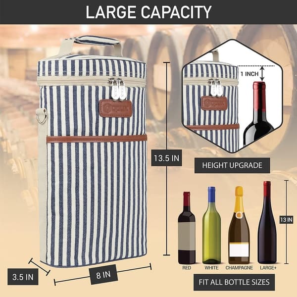 Insulated Wine Carrier Tote Bag for Picnic & Travel