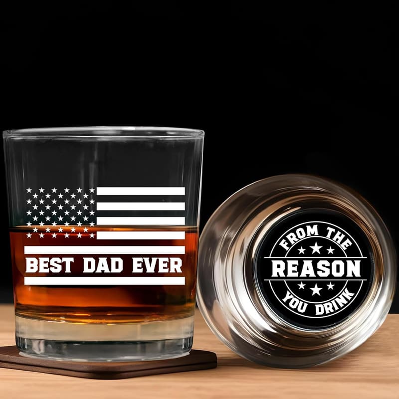 Engraved Crystal Whiskey Glass - Father's Day Gift for Dad
