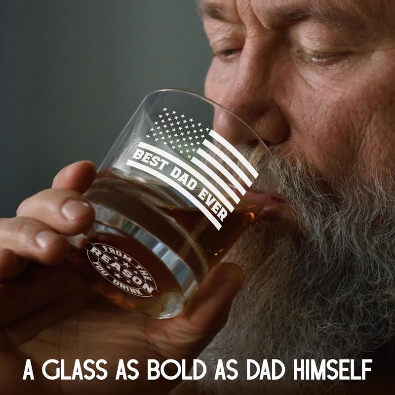 Engraved Crystal Whiskey Glass - Father's Day Gift for Dad