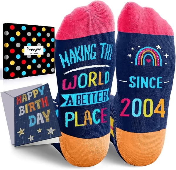 21st Birthday Gift Socks with Greeting Card for Him/Her