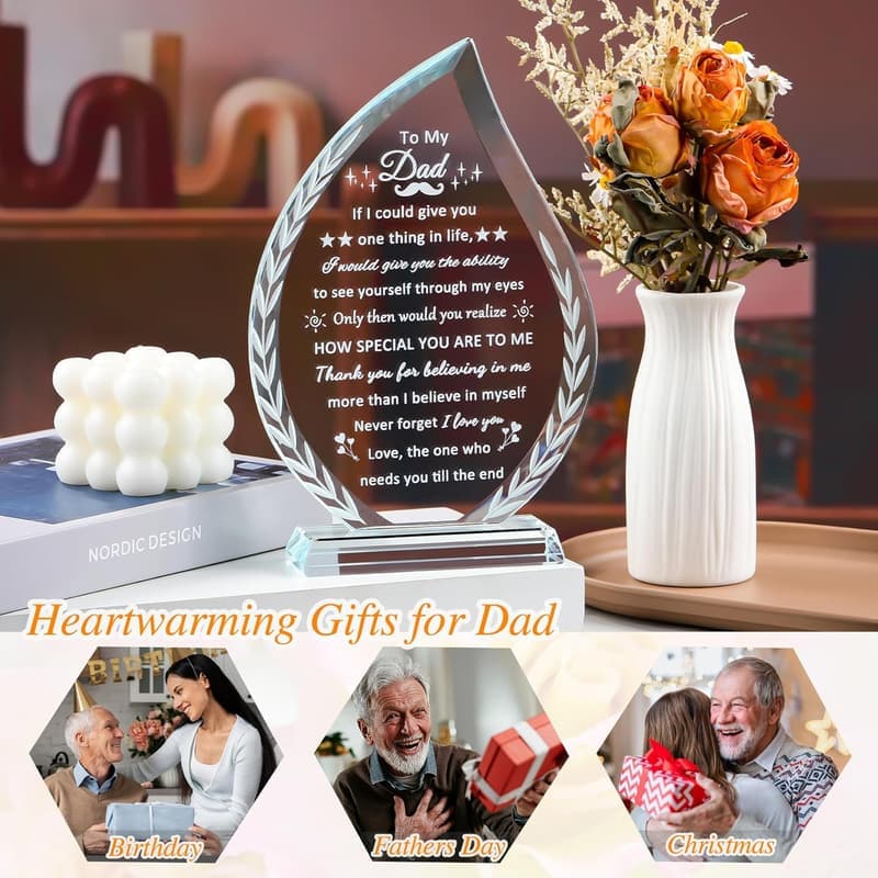 Birthday or Father's Day Crystal Plaque for Dad from Kids