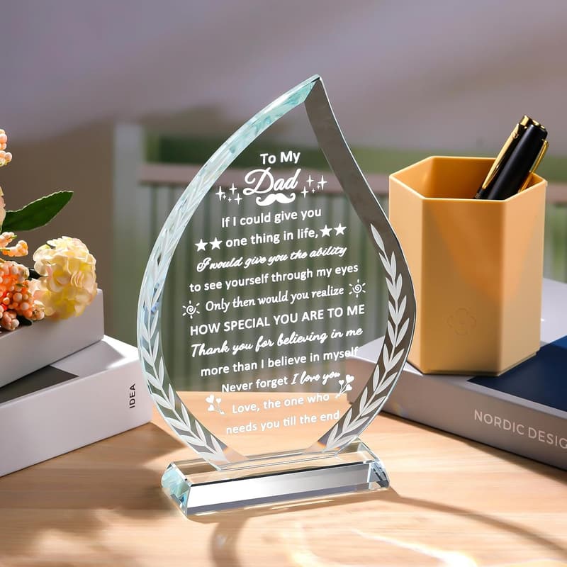 Birthday or Father's Day Crystal Plaque for Dad from Kids
