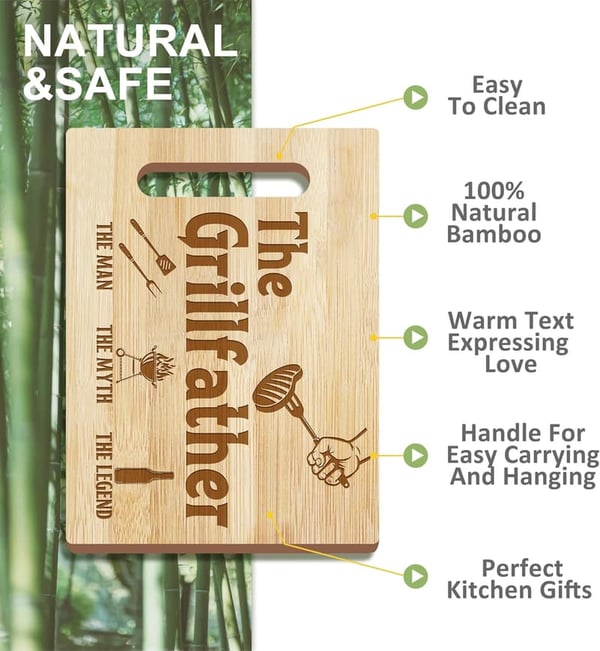 Father's Day Wooden Cutting Board Set with Apron