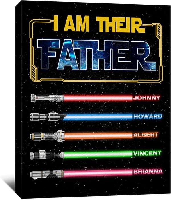 Personalized Lightsaber Canvas Print for Father's Day Gift