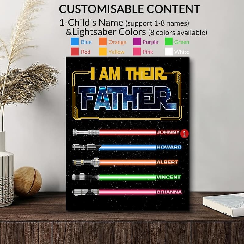 Personalized Lightsaber Canvas Print for Father's Day Gift