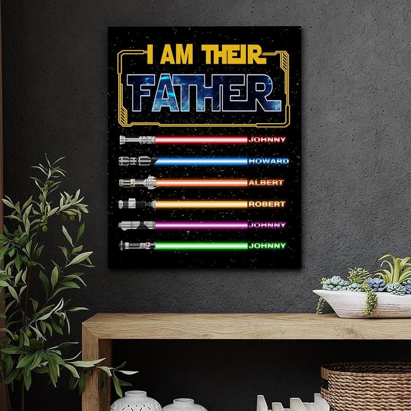 Personalized Lightsaber Canvas Print for Father's Day Gift