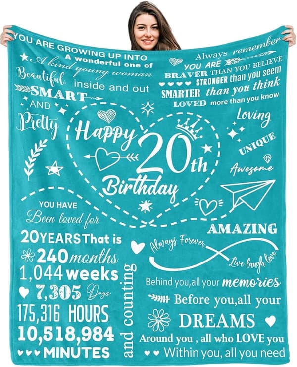 20th Birthday Blanket Gift for Women - 50