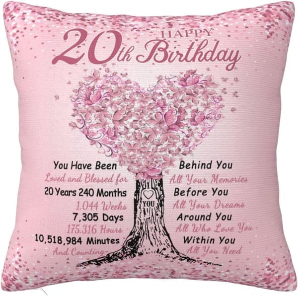 20th Birthday Pillow Cover for Her