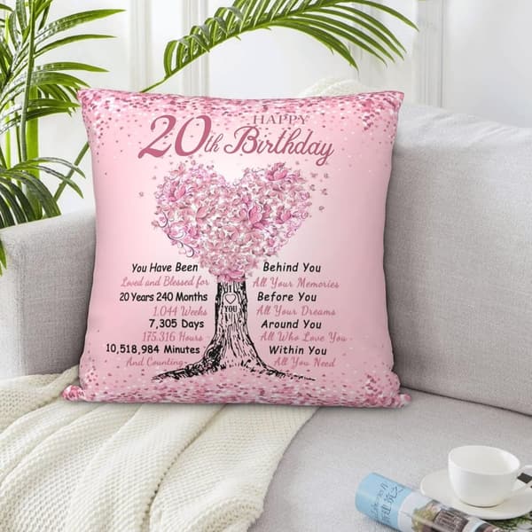 20th Birthday Pillow Cover for Her