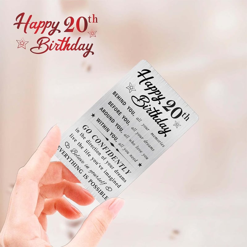 20th Birthday Engraved Wallet Card for Him/Her
