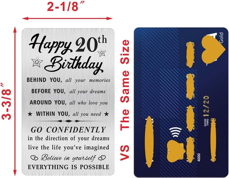 20th Birthday Engraved Wallet Card for Him/Her