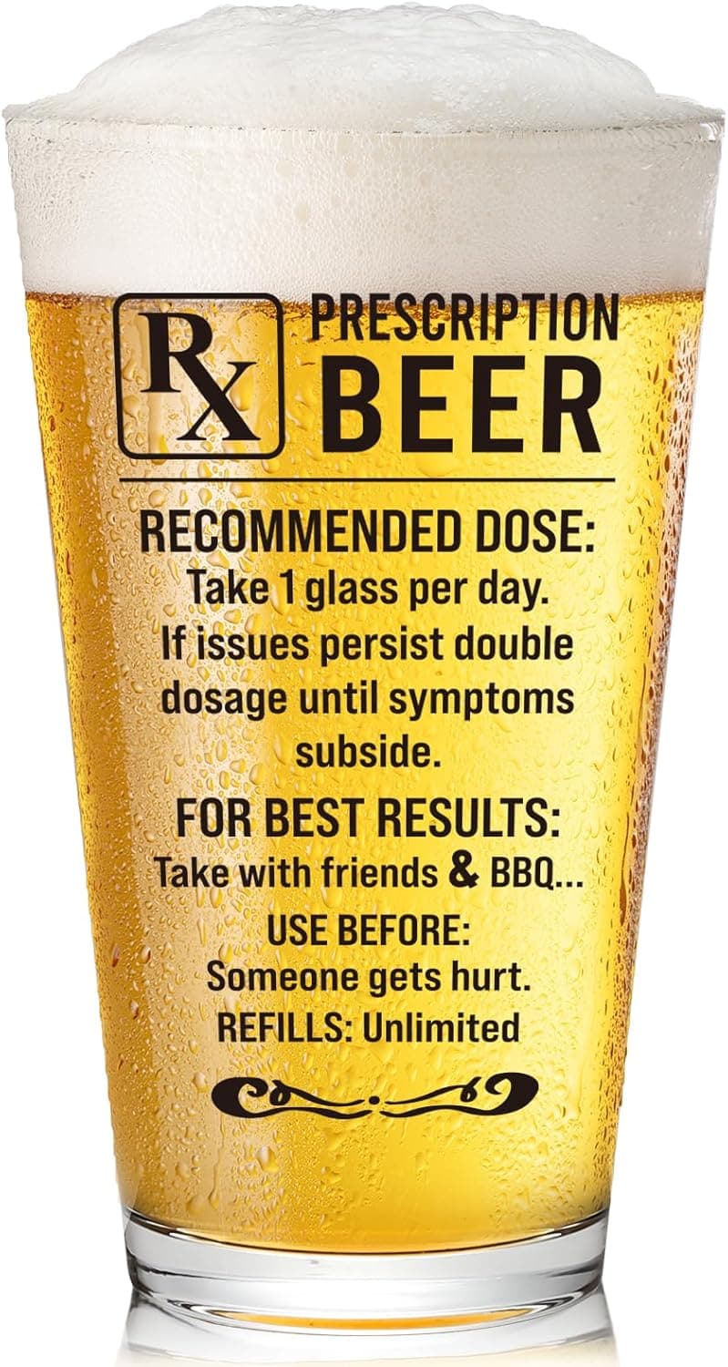 Father's Day Prescription Beer Glasses for Beer Lovers (16オズ)