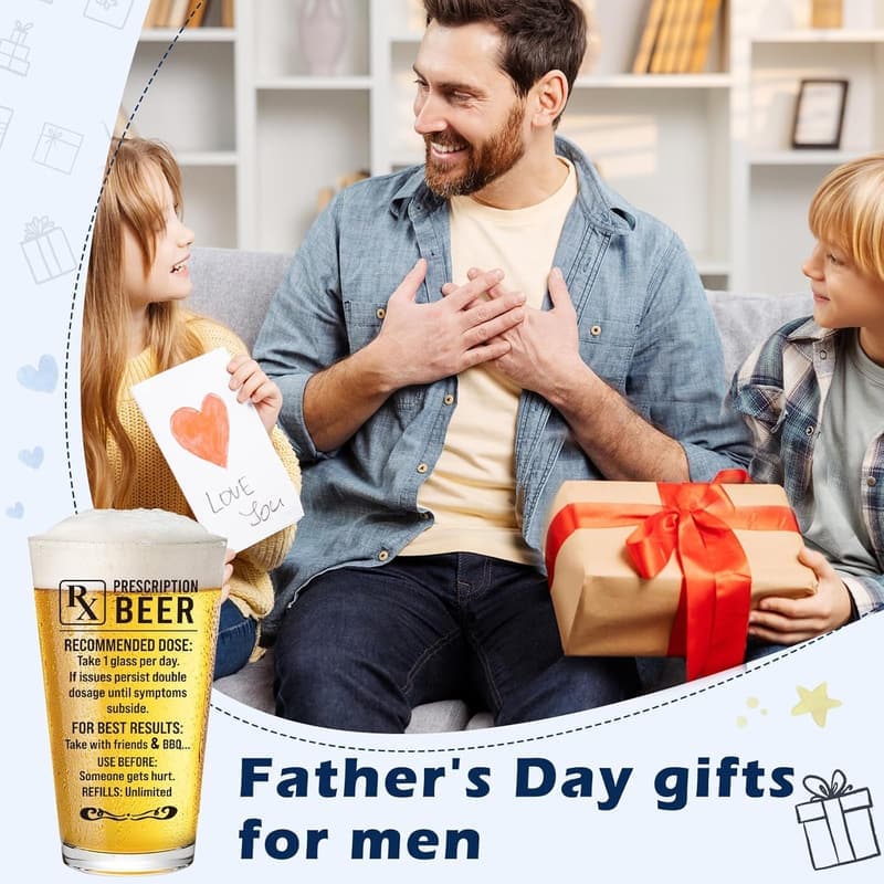 Father's Day Prescription Beer Glasses for Beer Lovers (16オズ)