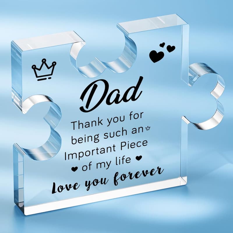 Father's Day Acrylic Puzzle Plaque - Desk Decor Gift for Dad