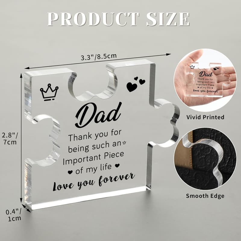 Father's Day Acrylic Puzzle Plaque - Desk Decor Gift for Dad