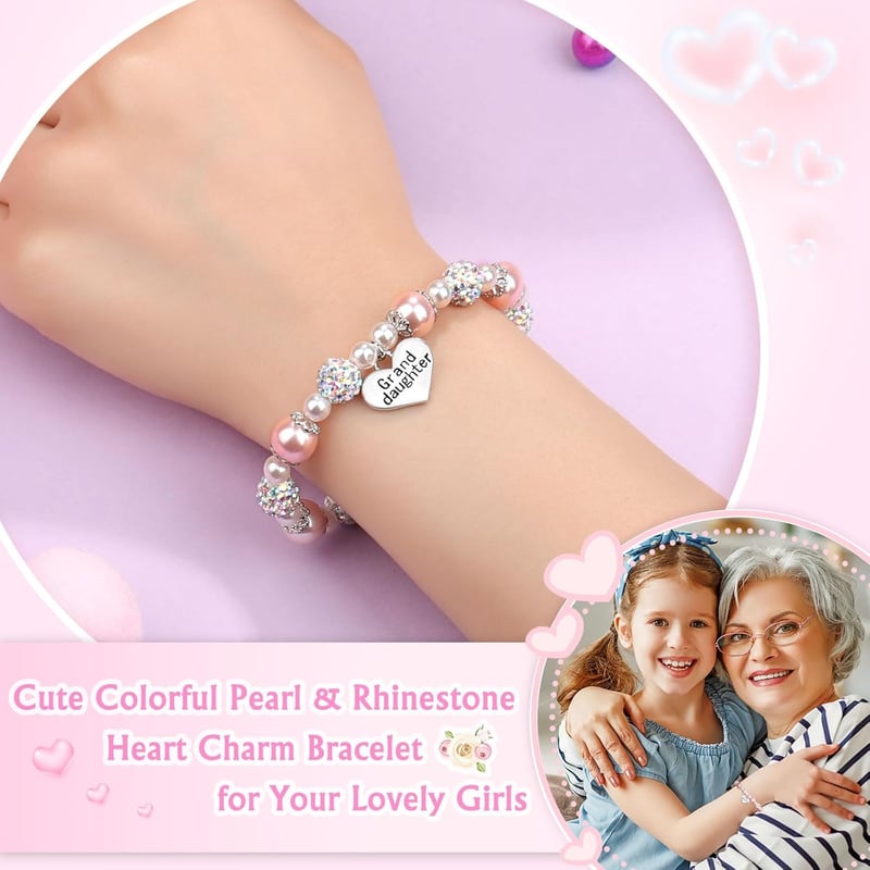 Pink Pearl & Rhinestone Bracelet for Granddaughter's Birthday