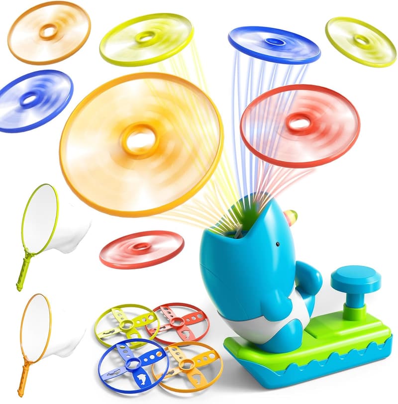 Outdoor Flying Disc Launcher Toy for Kids Ages 3-8