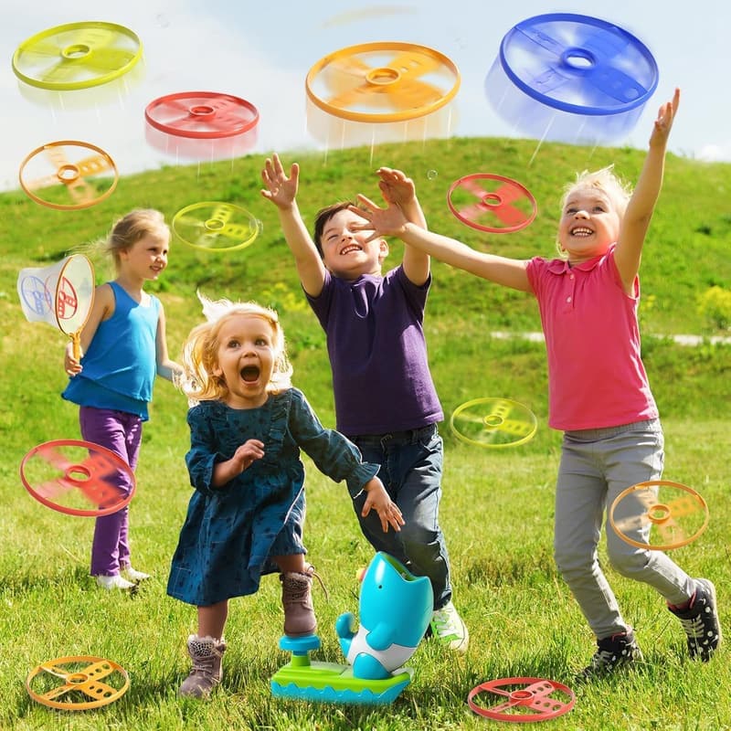 Outdoor Flying Disc Launcher Toy for Kids Ages 3-8