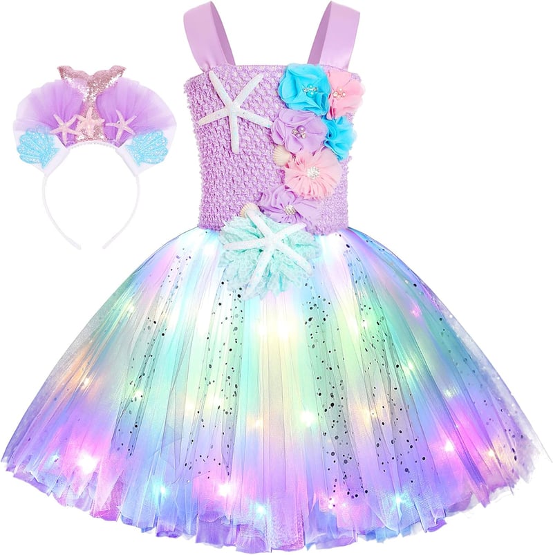 LED Light-Up Mermaid Tutu Dress for Girls, 3-8 Years