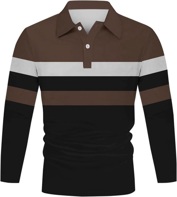 Men's Business Long Sleeve Polo Shirt with Lapel Buttons