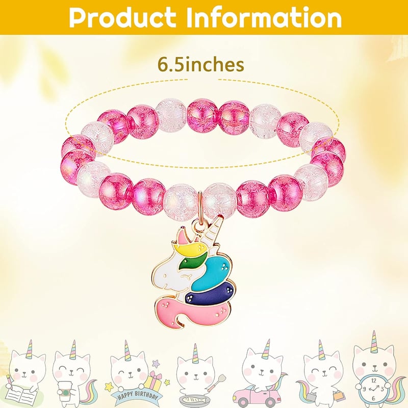 Unicorn Bracelets for Girls - Colorful Beaded Friendship Gifts