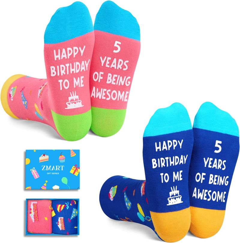 Birthday Socks for Kids 5-12 Years - 2 Pack Gift Set