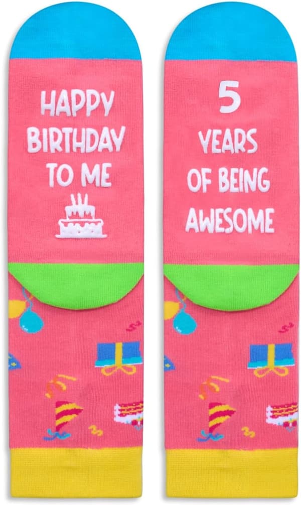 Birthday Socks for Kids 5-12 Years - 2 Pack Gift Set