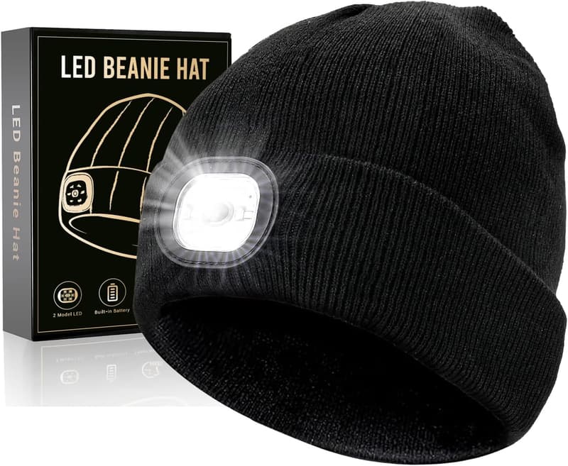 LED Beanie with Flashlight - Unique Christmas Gift for Men