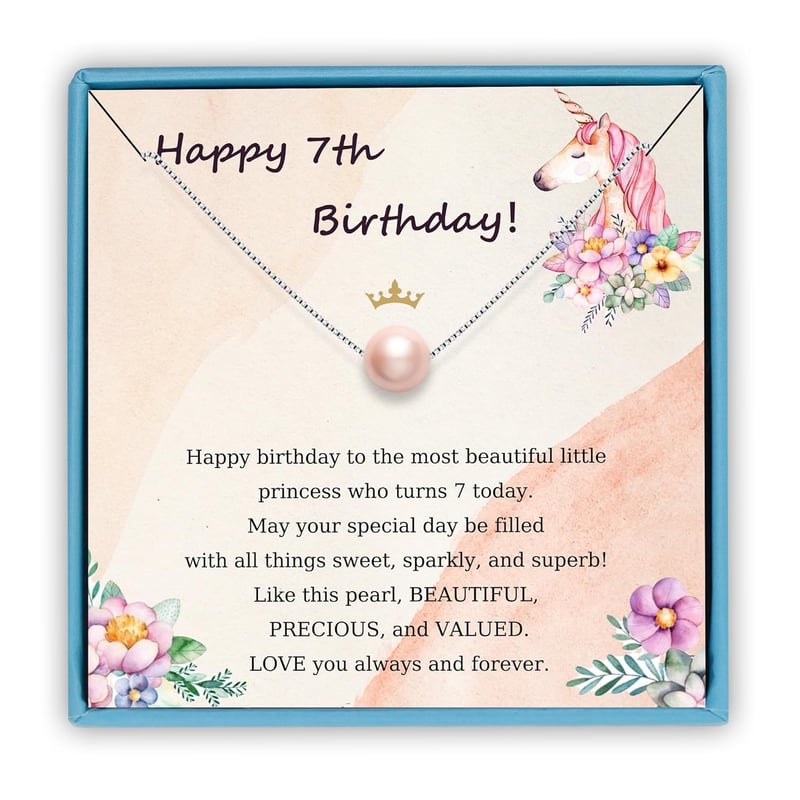 7th Birthday Gift: S925 Sterling Silver Pink Pearl Necklace