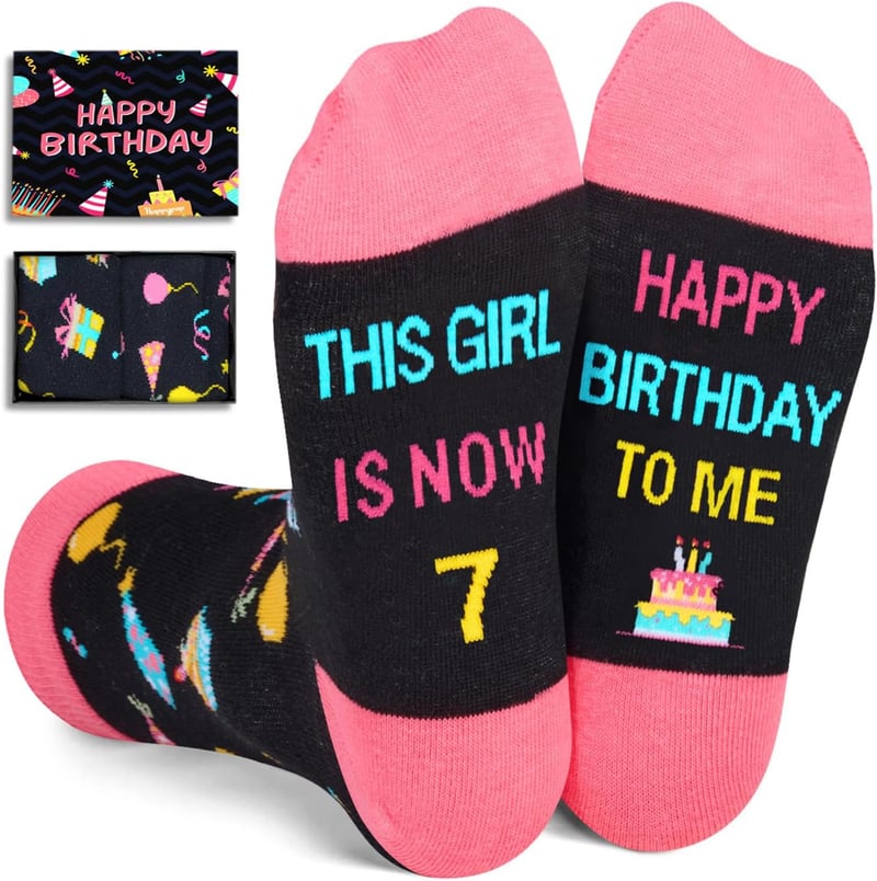 Birthday Socks for Girls Aged 6-12 - Fun Gift Idea
