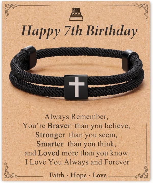 Faith Cross Bracelet for Boys - Adjustable Birthday Gift