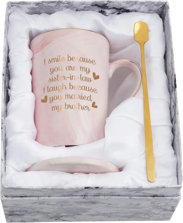 Sister-in-Law Mug - 'I Smile Because You're My Sister' - 14 oz Pink