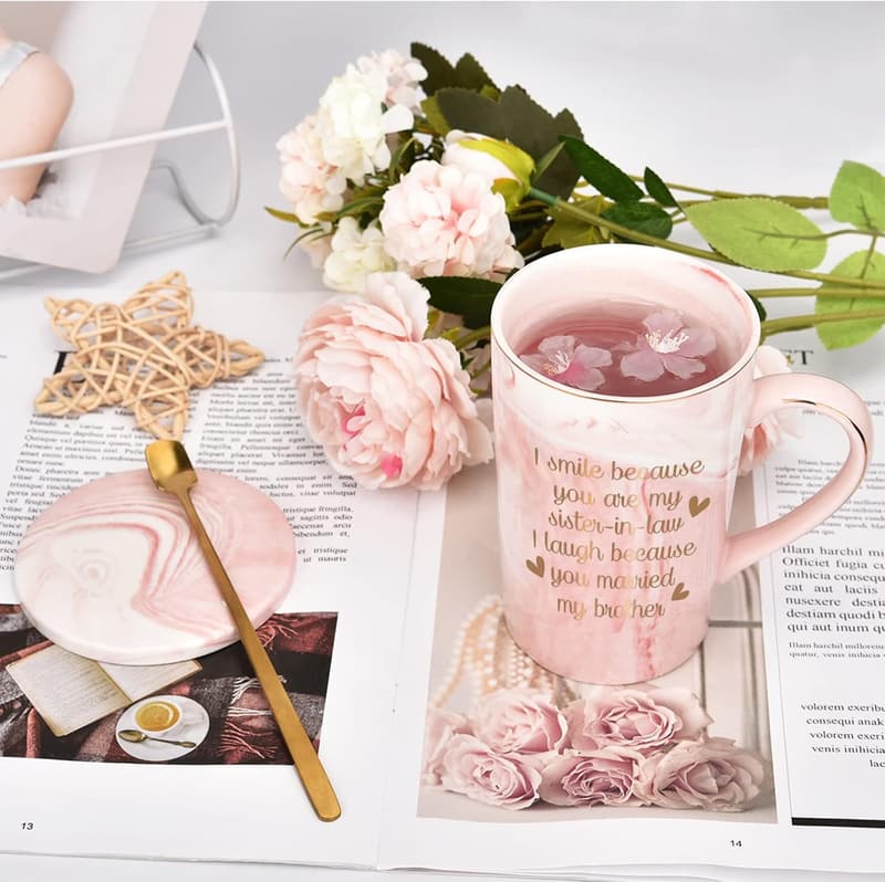 Sister-in-Law Mug - 'I Smile Because You're My Sister' - 14 oz Pink