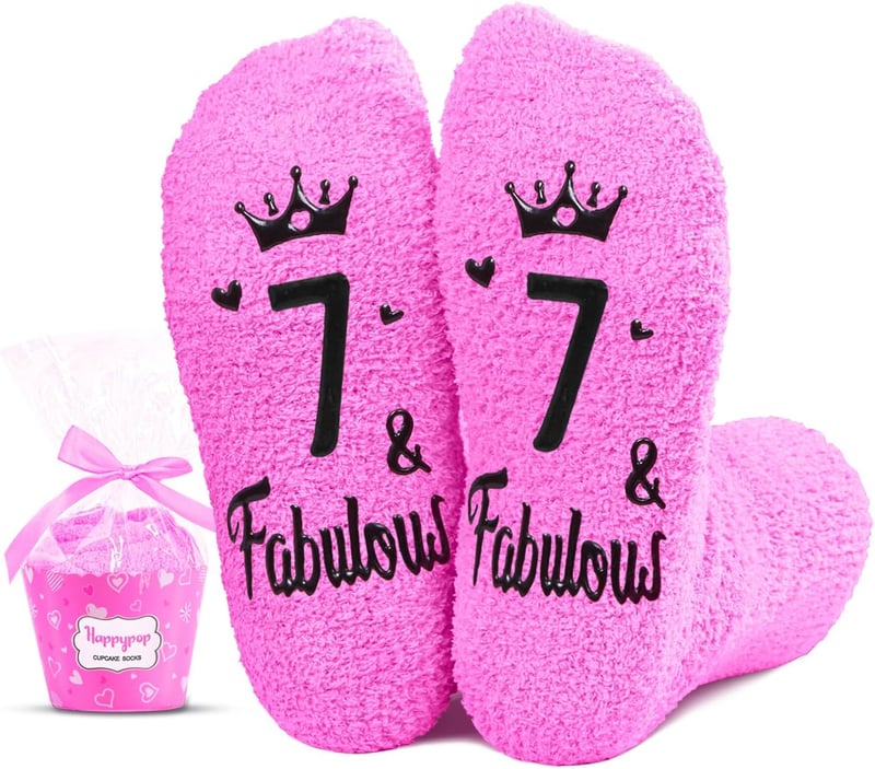 Pink Fuzzy Socks for Girls Age 5-12 - Birthday Gift