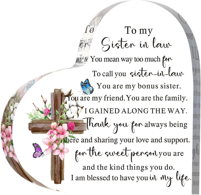 Sister-in-Law Birthday Acrylic Heart Keepsake Plaque