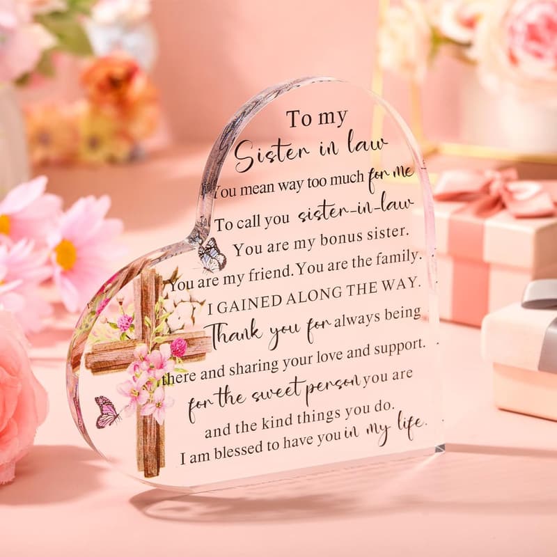 Sister-in-Law Birthday Acrylic Heart Keepsake Plaque