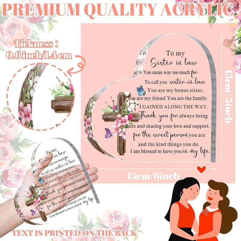 Sister-in-Law Birthday Acrylic Heart Keepsake Plaque