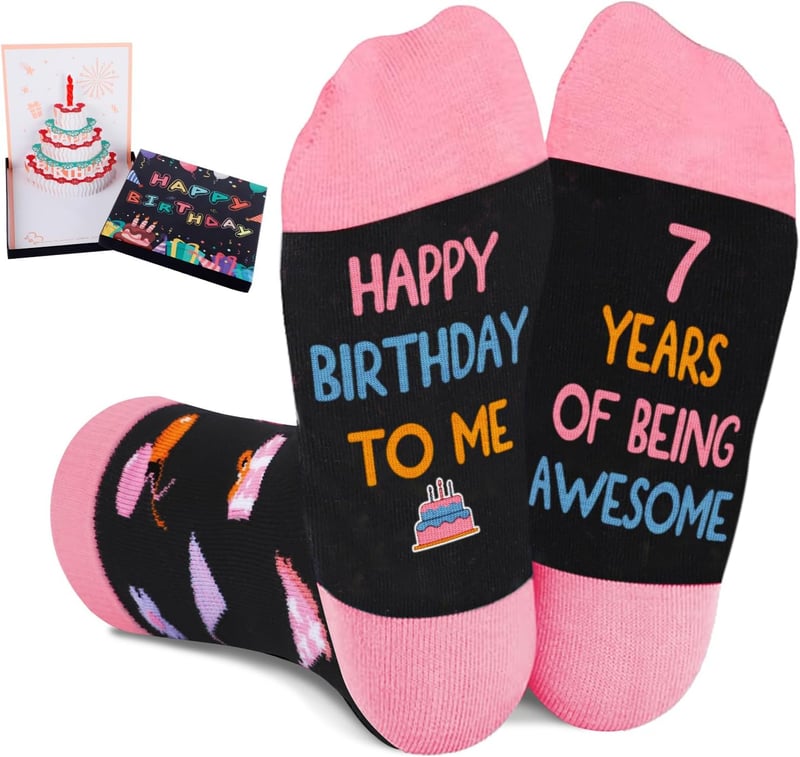 Birthday Gifts for Girls 5-12 - Fun Socks with Pop-Up Card