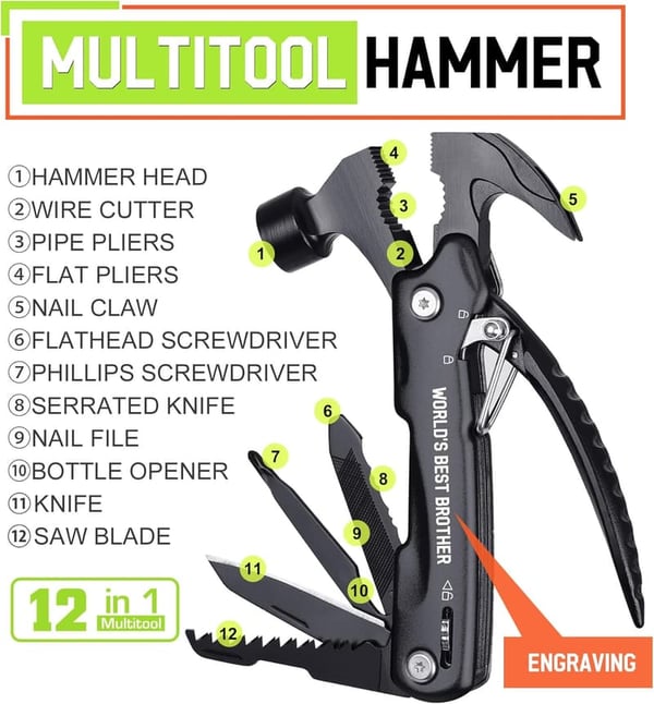 Multitool Hammer - Unique Gift for Brother on Christmas