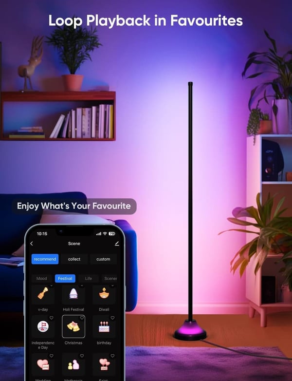 Smart RGB LED Floor & Corner Lamp with Music Sync, 16M Colors