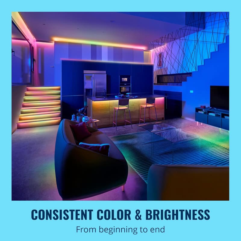Smart Home 32.8 ft Color-Changing LED Light Strip - Voice/App Control