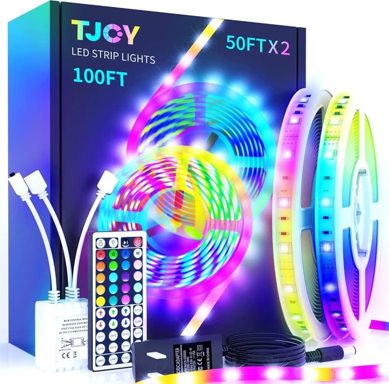 100 ft RGB LED Strip Lights with Remote for Room Decor