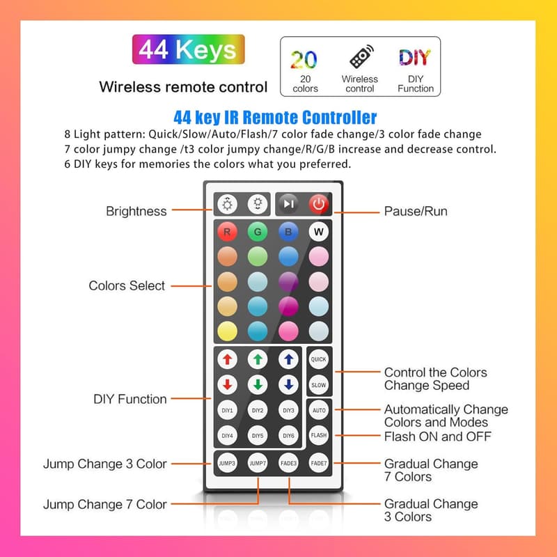 100 ft RGB LED Strip Lights with Remote for Room Decor
