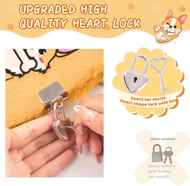 Corgi Themed Secret Diary Set for Kids with Lock and Pen