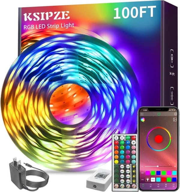 RGB Music Sync 100ft LED Strip Lights with App & Remote Control