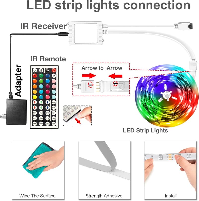 LED Strip Lights 100ft with App Control - RGB Color Changing for Home Decor
