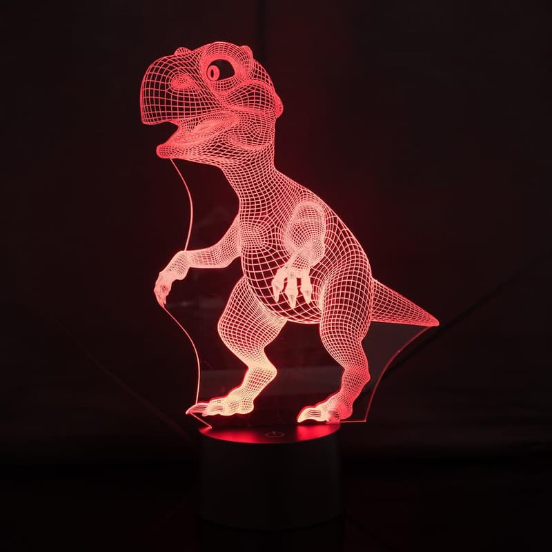 Dinosaur 3D Night Lamp for Kids - Touch USB Rechargeable, 7 Colors