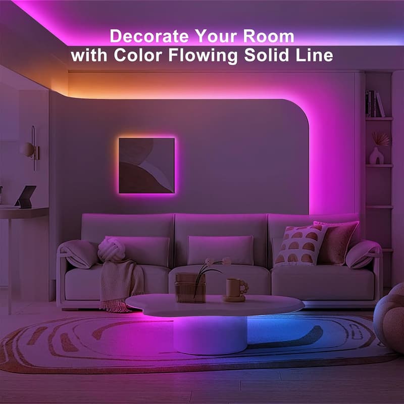 32.8ft Bluetooth RGB COB LED Strip Light - Music Sync & App Control