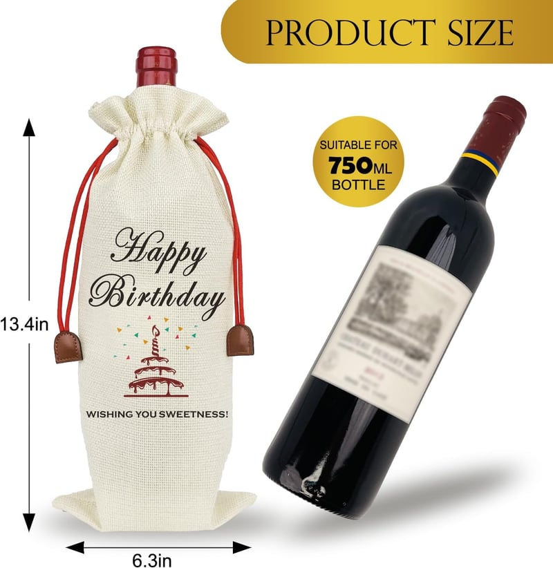 Funny Birthday Wine Bag - Champagne Gift Set with Drawstring